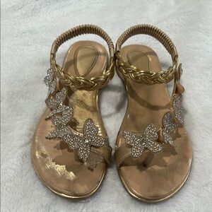 Elegant Gold Butterfly Sandals Girls  sz 4